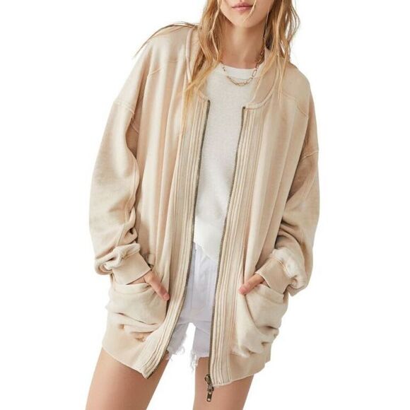 We the Free x Free People OB1525986 Women's Sz S Beige Robby Bomber Jacket - Picture 8 of 8
